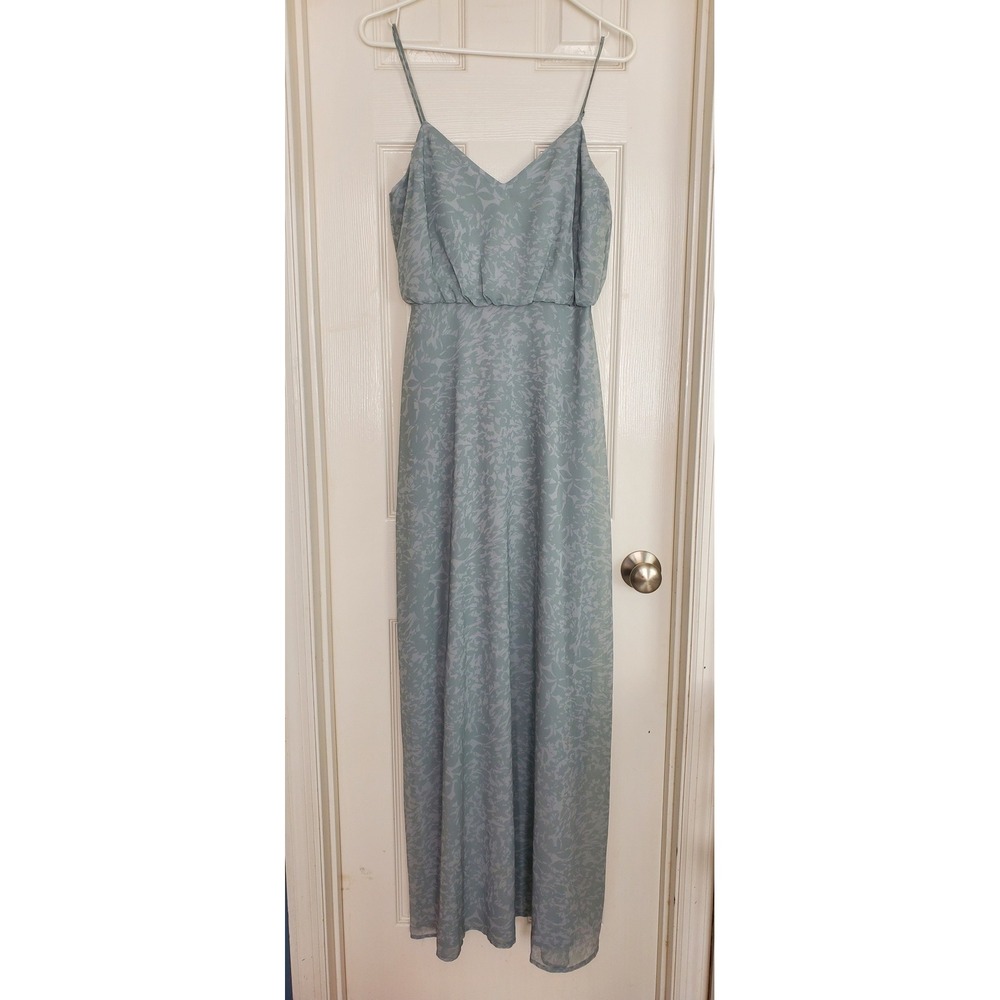 Vow'd Maxi Dress Blue Floral Damask Bridesmaid Wedding Guest Formal Gown XS
